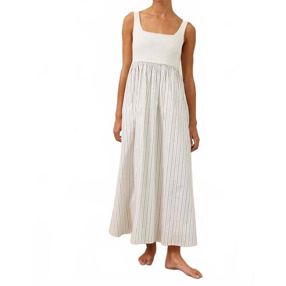 CREAMON Dresses & Skirts - NEW CREAMON ribbed knit bodice maxi dress in white